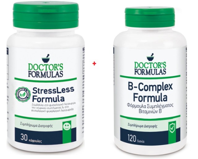 Doctors Formulas BUNDLE StressLess Formula Συμπλήρωμα για το Νευρικό Σύστημα 30 Κάψουλες - Vitamin B Complex Φόρμουλα Συμπλέγματος Βιταμινών B, 120 Ταμπλέτες