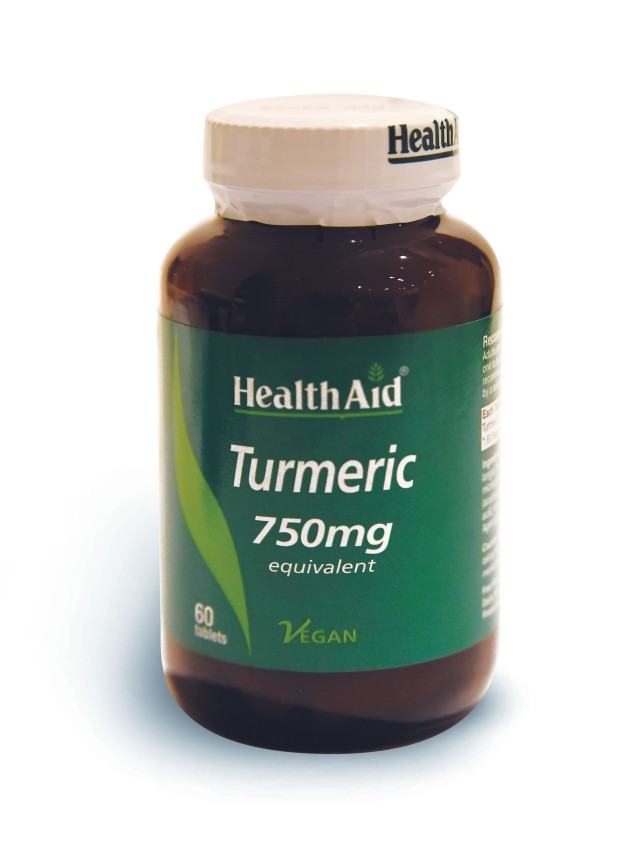 Health Aid Turmeric 750mg  Συμπλήρωμα Διατροφής με Κουρκουμίνη, Ισχυρό Αντιοξειδωτικό - Αντιφλεγμονώδες  60 Ταμπλέτες