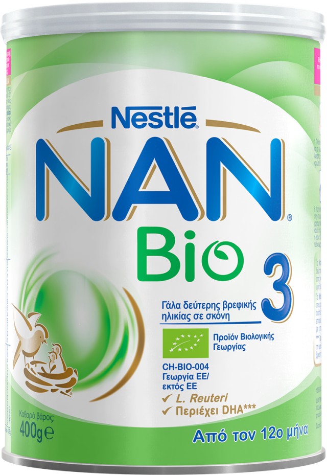 Nestle NAN Bio 3 Βιολογικό Γάλα Δεύτερης Βρεφικής Ηλικίας σε Σκόνη από τον 6ο Μήνα 400gr