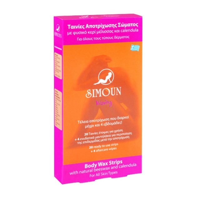 SIMOUN Ταινίες Αποτρίχωσης Σώματος, 20τμχ + Ενυδατικά Μαντηλάκια, 4τμχ SIMOUN Ταινίες Αποτρίχωσης Σώματος, 20τμχ + Ενυδατικά Μαντηλάκια, 4τμχ
