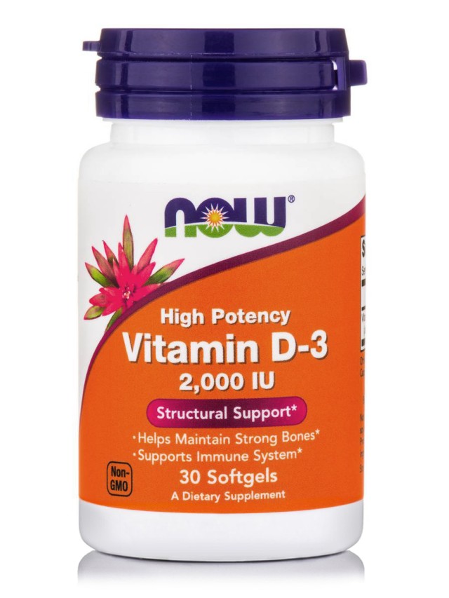 Now Foods Vitamin 2000IU Συμπλήρωμα Διατροφής D3 30 Μαλακές Κάψουλες