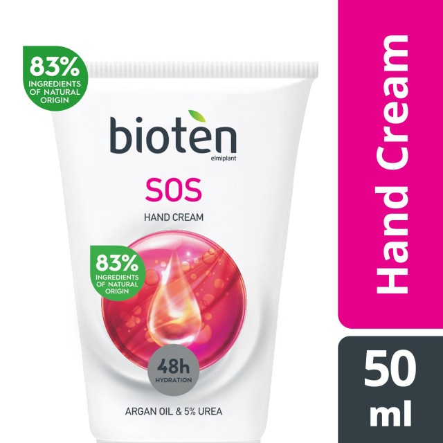 Bioten SOS Argan Oil & 5% Urea Hand Cream Ενυδατική Κρέμα Χεριών 48ωρης Προστασίας για Ξηρά - Σκασμένα Χέρια 50ml