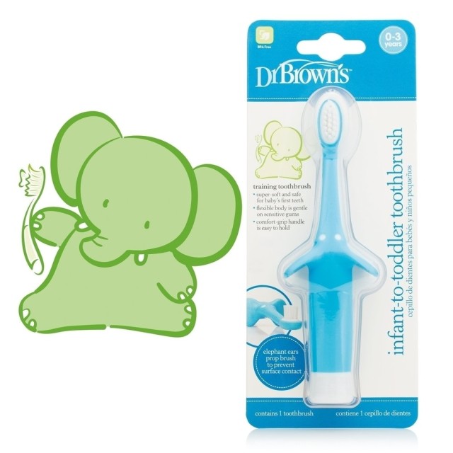 Dr. Browns Infant toToddler Toothbrush Βρεφική Οδοντόβουρτσα 0-3 ετών, Χρώμα Σιέλ, 1 τεμάχιο