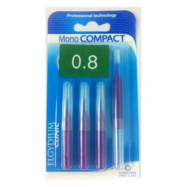 Elgydium Mono Compact Purple [0.8] Μεσοδόντια Βουρτσάκια, 4 Τεμάχια