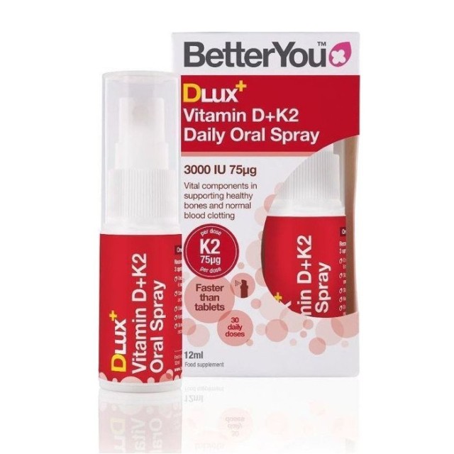 BetterYou Dlux Vitamin D3 + K2 Daily Oral Spray Συμπλήρωμα Διατροφής σε Μορφή Σπρέι με Γεύση Μέντας 12ml