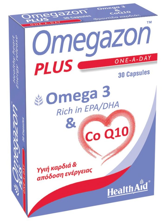 Health Aid Omegazon Plus (Omega 3 & Co Q10) Συμπλήρωμα Διατροφής για Καλή Λειτουργία της Καρδιάς, του Κυκλοφορικού & Μυϊκού Συστήματος 30 Κάψουλες