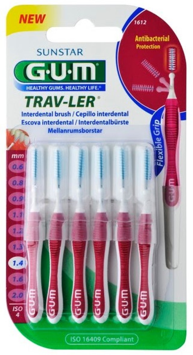 Sunstar GUM Trav-Ler Fine Cylindrical 1.4mm Μεσοδόντια Βουρτσάκια 6 Τε …