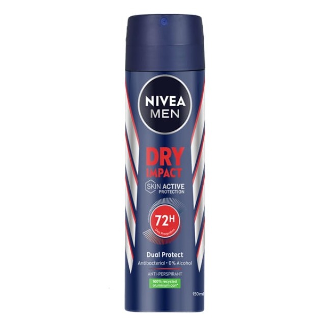 Nivea Men Dry Impact Plus Ανδρικό Αποσμητικό Spray 72 ωρών Προστασίας …