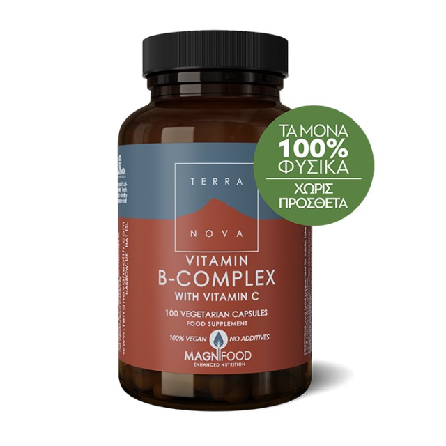 Terranova B Complex With Vitamin C Συμπλήρωμα Διατροφής για το Νευρικό Σύστημα 100 Φυτικές Κάψουλες