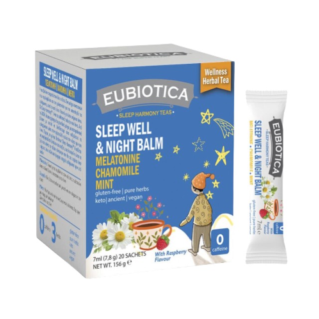 Eubiotica Sleep Well & Night Balm Τσάι Βοτάνων με Μελατονίνη 20 Φακελά …