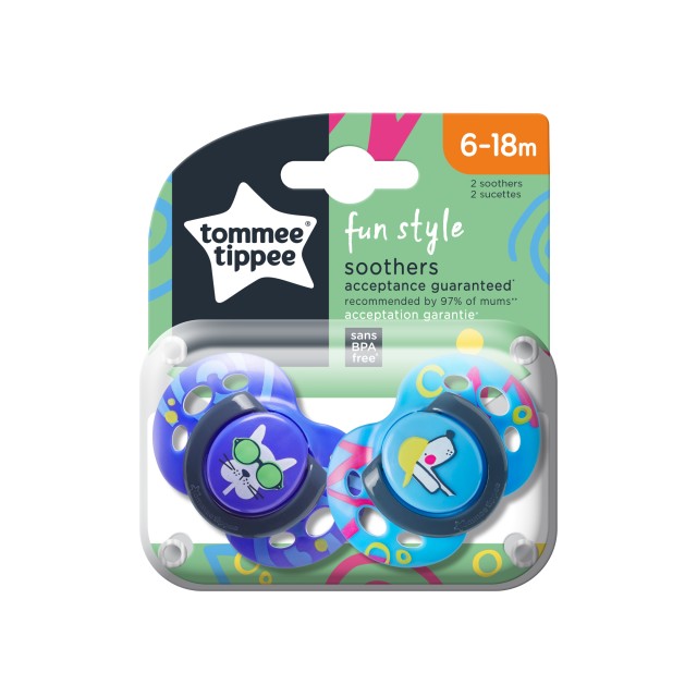 Tommee - Tippee Πιπίλες Σιλικόνης Fun για 6-18m+ Μπλε Σκυλάκια 2 Τεμάχ … Tommee - Tippee Πιπίλες Σιλικόνης Fun για 6-18m+ Μπλε Σκυλάκια 2 Τεμάχ …