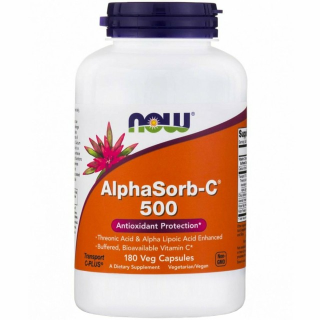 Now Foods AlphaSorb C 500mg Συμπλήρωμα Διατροφής με Βιταμίνη C για το Ανοσοποιητικό Σύστημα 180 Φυτικές Κάψουλες