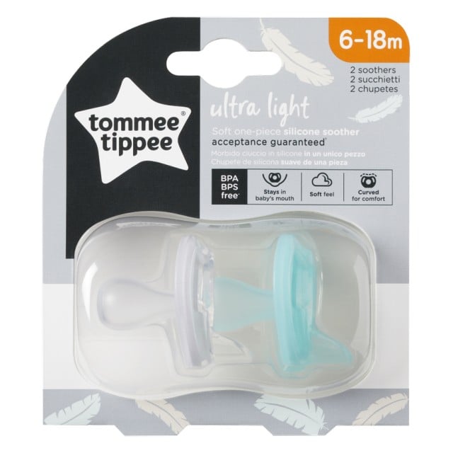 Tommee - Tippee  TT Ultra Light Sil Sthr Se Πιπίλες Σιλικόνης Ultra light 6-18m+ για Αγόρι 2 Τεμάχια