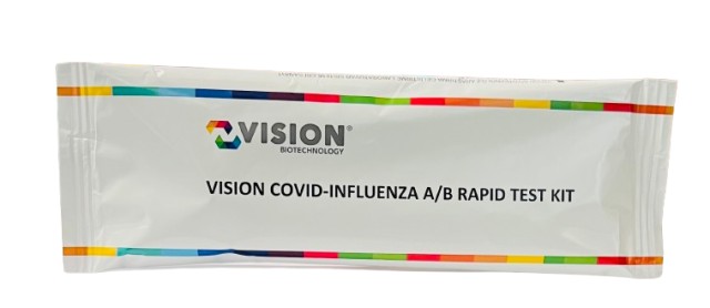 Vision Covid Influenza A/B Rapid Test Kit Διπλό Τεστ Αντιγόνου με Ρινική Δειγματοληψία 1 Τεμάχιο