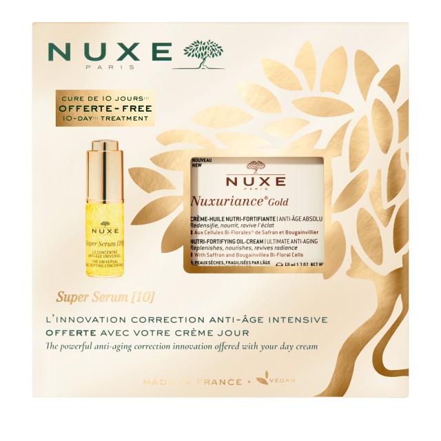 Nuxe PROMO Nuxuriance Gold Nutri Fortifying Oil Cream for Dry Skin Αντιγηραντική Κρέμα Ημέρας για Ξηρές Επιδερμίδες 50ml - ΔΩΡΟ Super Serum 10 Αντιγηραντικός Ορός Προσώπου 5ml