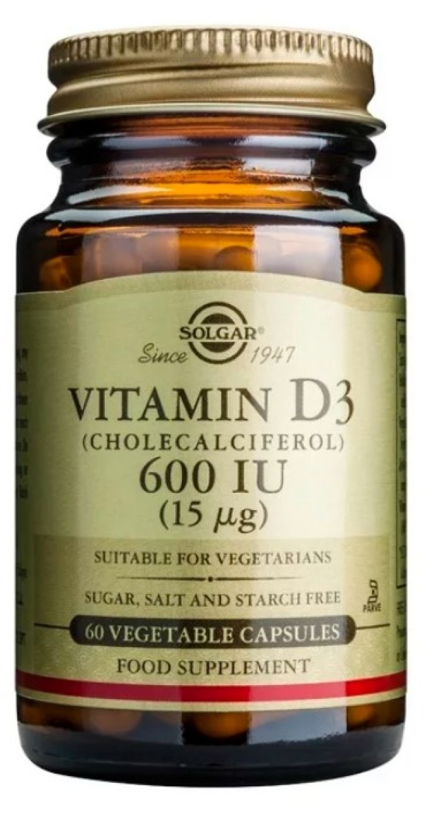 Solgar Vitamin D3 600IU Συμπλήρωμα Διατροφής για το Ανοσοποιητικό 60 Φυτικές Κάψουλες