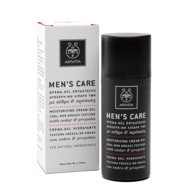Apivita Mens Care Κρέμα Gel Ενυδάτωσης Δροσερή / μη Λιπαρή Υφή με Κέδρ …
