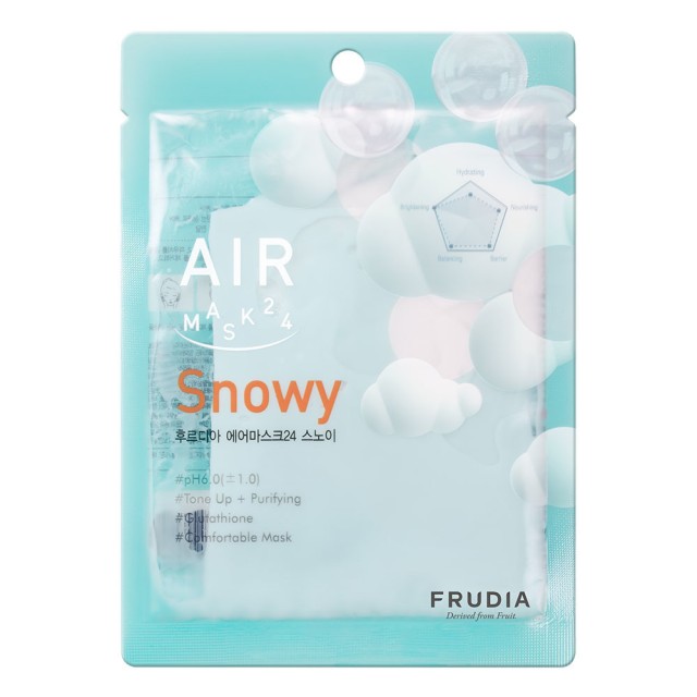 Frudia AIR Mask 24 Snowy Ελαφριά Υφασμάτινη Μάσκα Προσώπου - Βελτίωση του Χρωματικού Τόνου 25ml