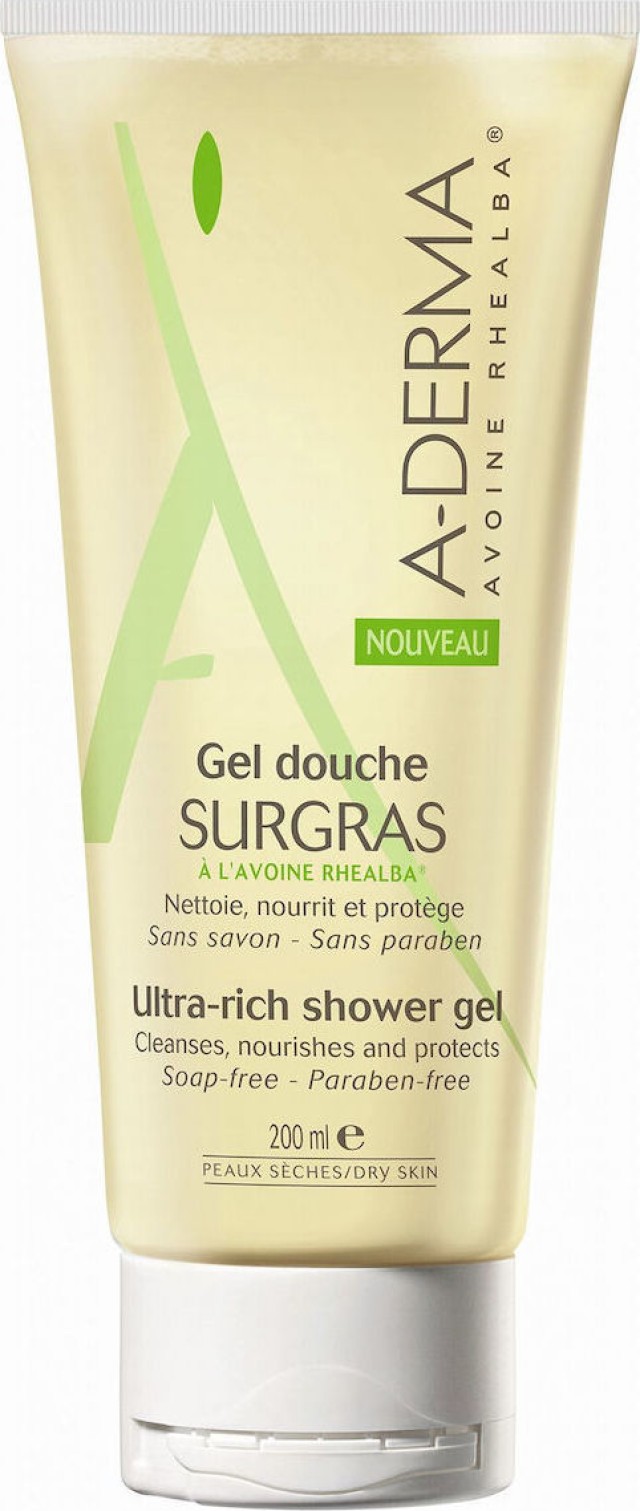 A-Derma Douche Surgras Ultra Rich Shower Gel Καθαρισμού Για Ξηρές Επιδερμίδες 200ml