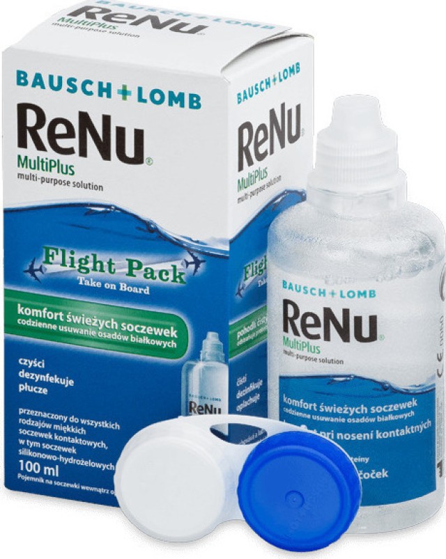Bausch & Lomb ReNu MultiPlus Flight Pack Διάλυμα Καθαρισμού Φακών Επαφής Πολλαπλών Χρήσεων Δώρο Θήκη Φακών Επαφής 100ml
