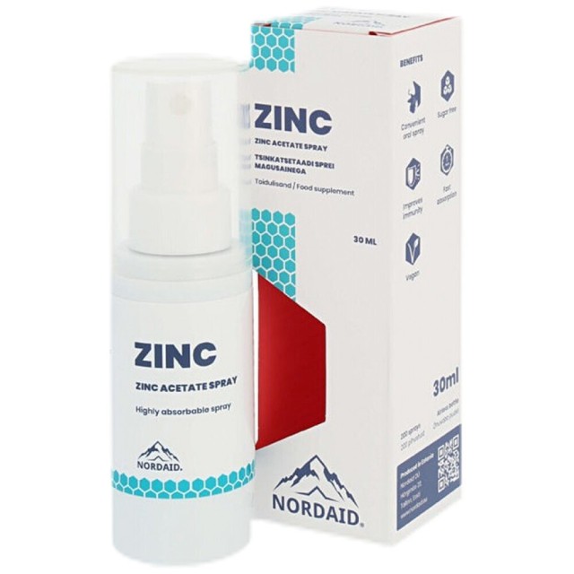 NordAid Zinc 2.5mg + 1mg B5 Υπογλώσσιο Spray για τη Φυσιολογική Λειτου …