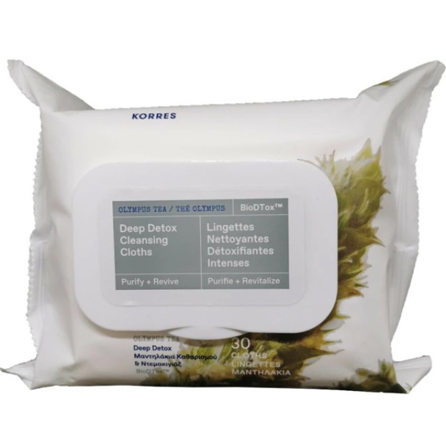 Korres Olympus Tea Deep Detox Cleansing Cloths Μαντηλάκια Καθαρισμού & …