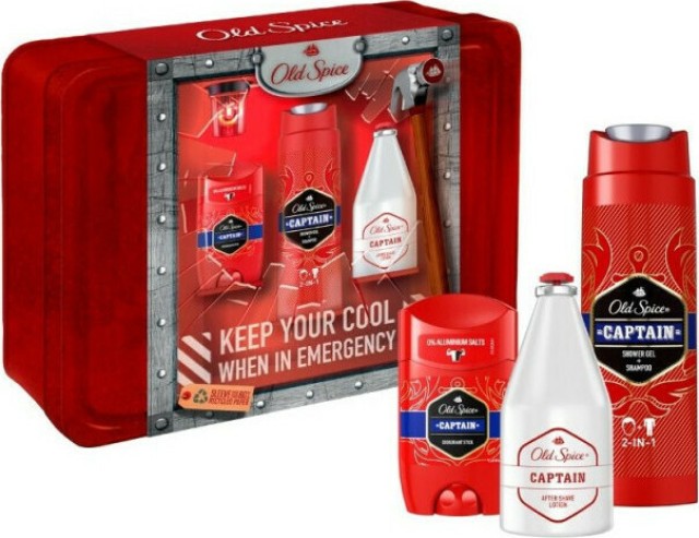 Old Spice PROMO Captain Deodorant Αποσμητικό Stick 50ml - Shower Gel Shampoo Ανδρικό Αφρόλουτρο - Σαμπουάν 250ml - After Shave Lotion Ενυδατική Λοσιόν για Μετά το Ξύρισμα 100ml
