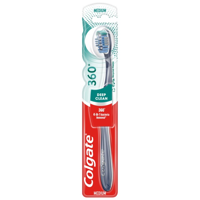 Colgate 360° Deep Clean Medium Οδοντόβουρτσα Απλή Μωβ Μέτρια 1 Τεμάχιο
