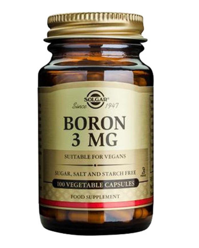 Solgar Boron 3mg Συμπλήρωμα Διατροφής Βόριο 100 Kάψουλες