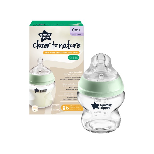 Tommee Tippee Closer to Nature Γυάλινο Μπιμπερό για 0m+ Μικρής Ροής με …