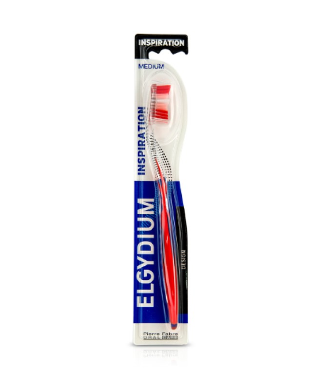 Elgydium Inspiration Medium Οδοντόβουρτσα Κόκκινο Μέτρια 1 Τεμάχιο