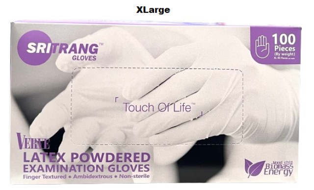 Sri Trang Γάντια Λάτεξ Λευκά Ελαφρώς Πουδραρισμένα Μέγεθος:XLarge 100 Τεμάχια