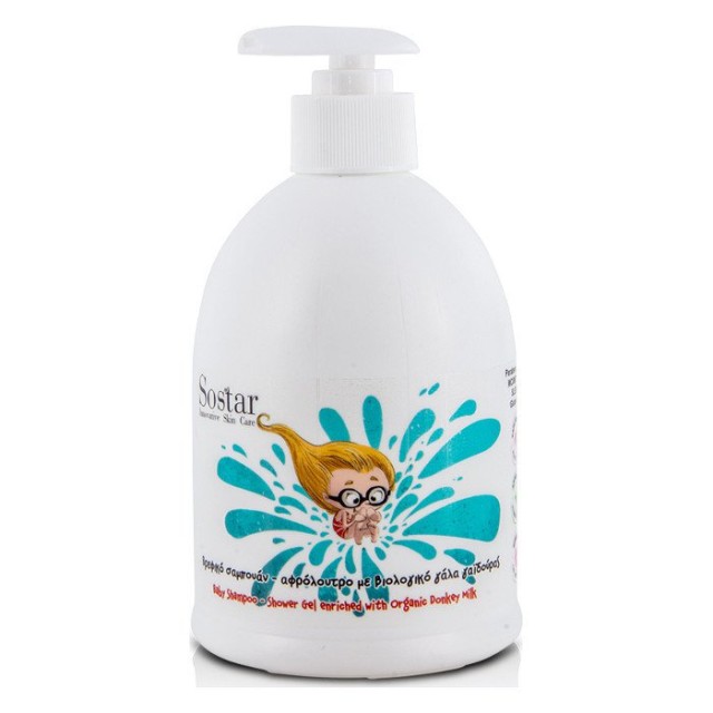 Sostar Βρεφικό Σαμπουάν Αφρόλουτρο Με Βιολογικό Γάλα Γαϊδούρας 500ml