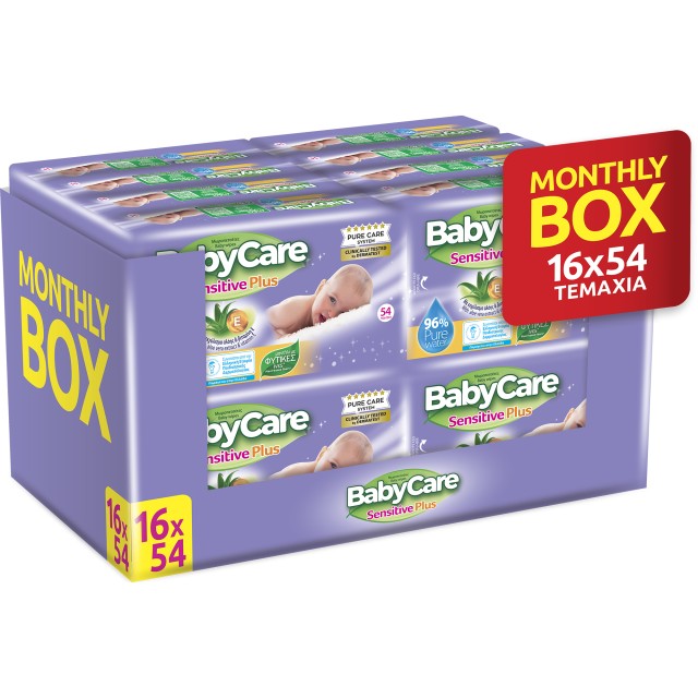 Μωρομάντηλα BabyCare PROMO Sensitive Plus Monthly Box 864 Τεμάχια [16 …