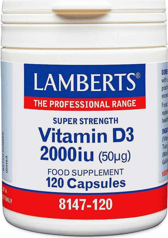 Lamberts Vitamin D3 2000IU Συμπλήρωμα Διατροφής με Βιταμίνη D3 120 Κάψ …