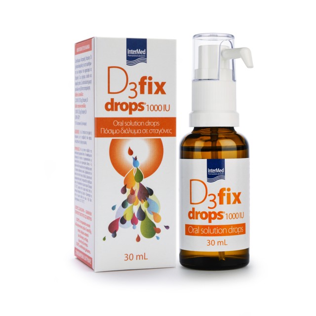 Intermed D3 Fix Drops 1000IU Flavor Συμπλήρωμα Διατροφής D3 για Παιδιά & Ενήλικες με Γεύση Βανίλια 30ml
