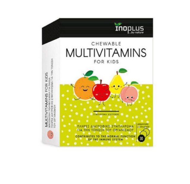 InoPlus Kids Multivitamin Παιδική Πολυβιταμίνη με Γεύση Φράουλα για Τόνωση του Οργανισμού 30 Μασώμενα Δισκία