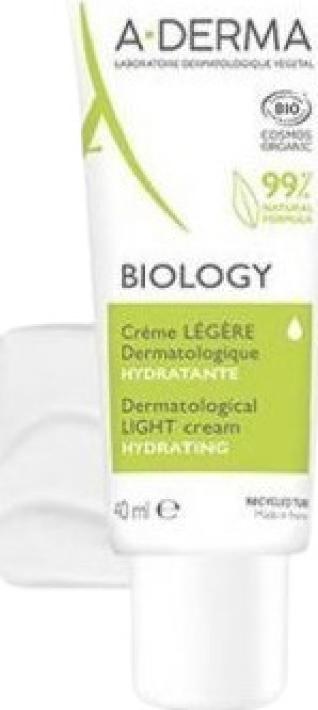 A-Derma Biology Dermatological Light Cream Hydrating Ενυδατική Κρέμα Προσώπου - Λαιμού Ελαφριάς Υφής για Κανονικές - Μικτές Επιδερμίδες 40ml