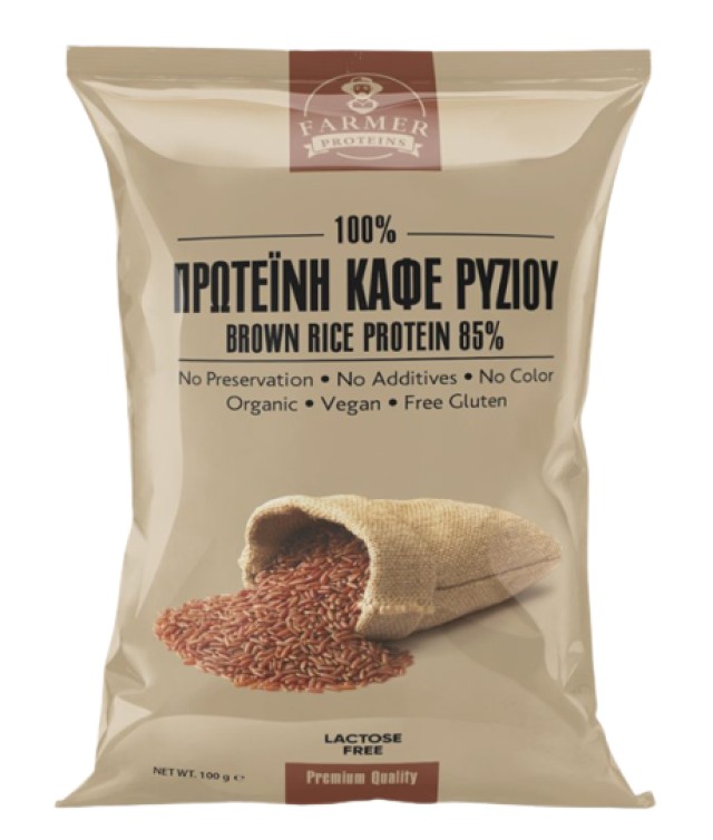 Farmer Proteins Brown Rice Protein 85% Πρωτεΐνη Καφέ Ρυζιού 100gr
