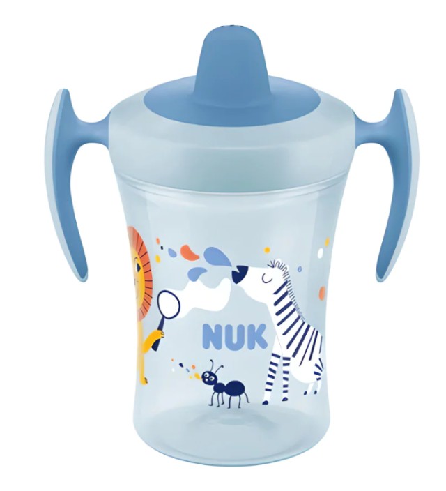 Nuk Trainer Cup Πλαστικό Εκπαιδευτικό Ποτηράκι με Μαλακό Ρύγχος και Λαβές για 6m+ Ζέβρα 230ml [10.751.140]