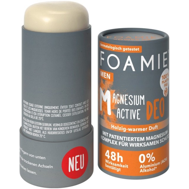 Foamie MEN Magnesium Active Deo Στέρεο Αποσμητικό Στικ με 48ωρη Αποτελεσματικότητα 40gr