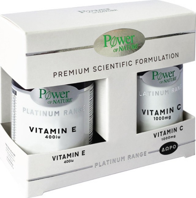 Power Health PROMO Power of Nature Vitamin E 400iu Βιταμίνης D3 30 Κάψουλες - ΔΩΡΟ Vitamin C 1000mg Συμπλήρωμα Διατροφής 20 Κάψουλες