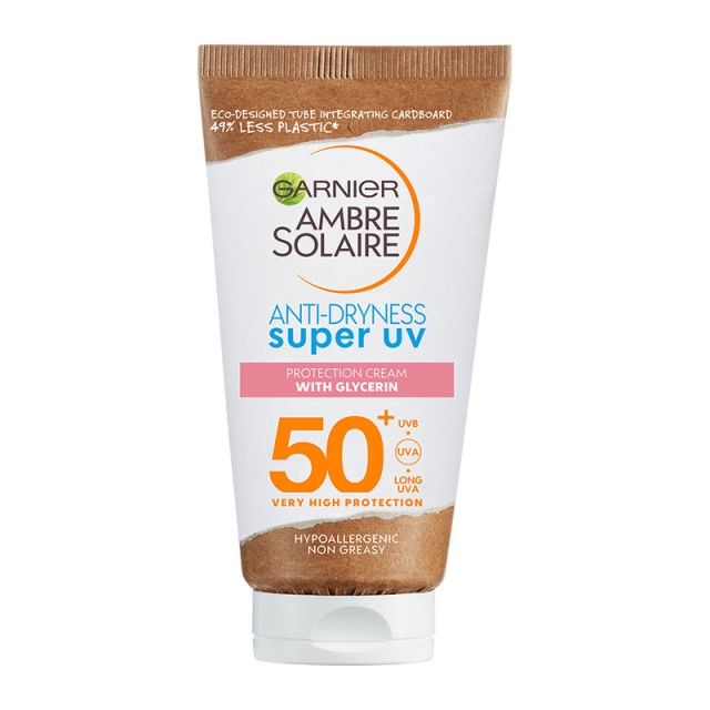 Garnier Ambre Solaire Αnti-Dryness Super UV SPF50+ Αντηλιακή Κρέμα Προσώπου Κατά της Ξηρότητας 50ml