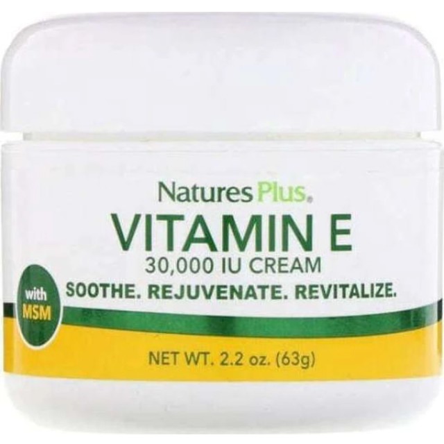 Natures Plus Vitamin E Cream 30.000IU Ενυδατική Κρέμα Προσώπου για Ξηρές Επιδερμίδες 63gr