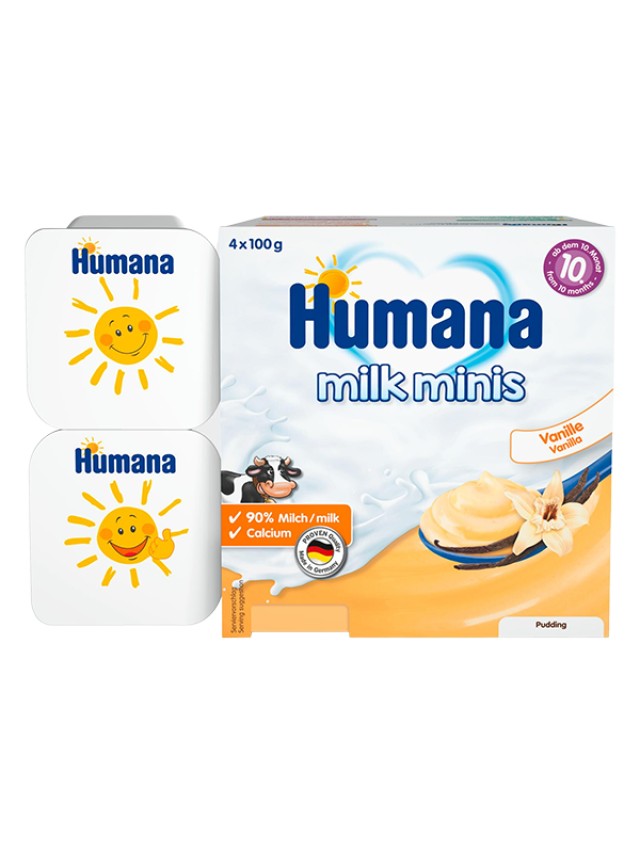 Humana Milk Minis Επιδόρπιο Γιαουρτιού με Γεύση Βανίλια για 10m+ 4x100gr