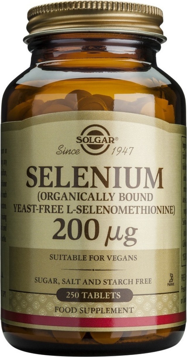 Solgar Selenium 200µg  Συμπλήρωμα Διατροφής Σεληνίου 250 Ταμπλέτες