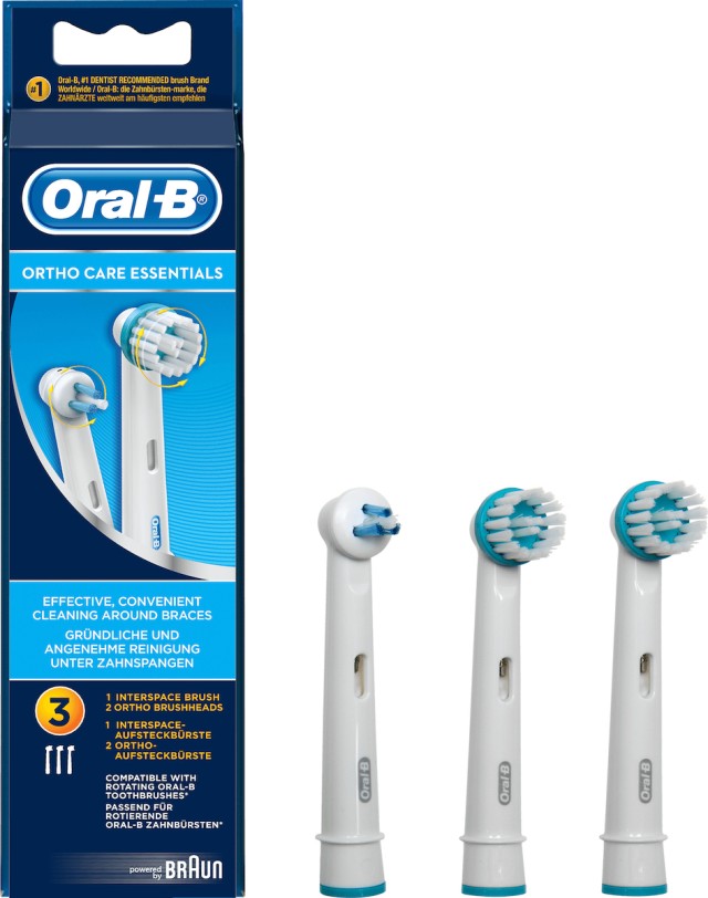 Oral B Ortho Care Essentials Ανταλλακτικές Κεφαλές Ηλεκτρικής Οδοντόβουρτσας 3 Τεμάχια