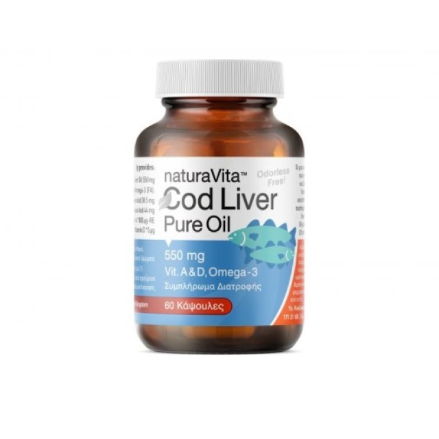 Natura Vita Cod Liver Oil 550mg Συμπλήρωμα Διατροφής με Μουρουνέλαιο 6 &hellip;