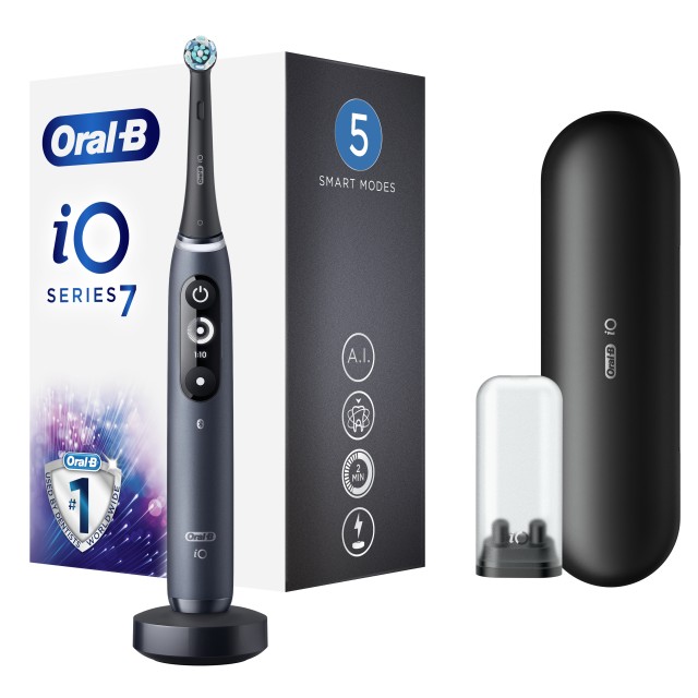 Oral B iO Series 7 Ηλεκτρική Οδοντόβουρτσα Magnetic Black Onyx Μαύρη με Χρονομετρητή και Αισθητήρα Πίεσης 1 Τεμάχιο