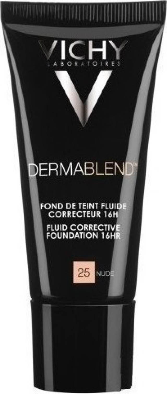 Vichy Dermablend Fluid 25 Nude Διορθωτικό Υγρό Make up Υψηλής Κάλυψης 30ml